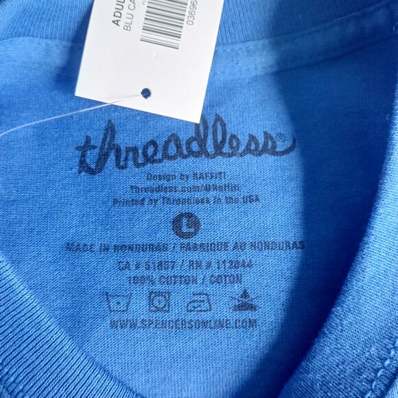 ThreadLess Weed Plant/Pizza Blue Short Sleeve Blue T-Shirt NWT - Picture 4 of 5